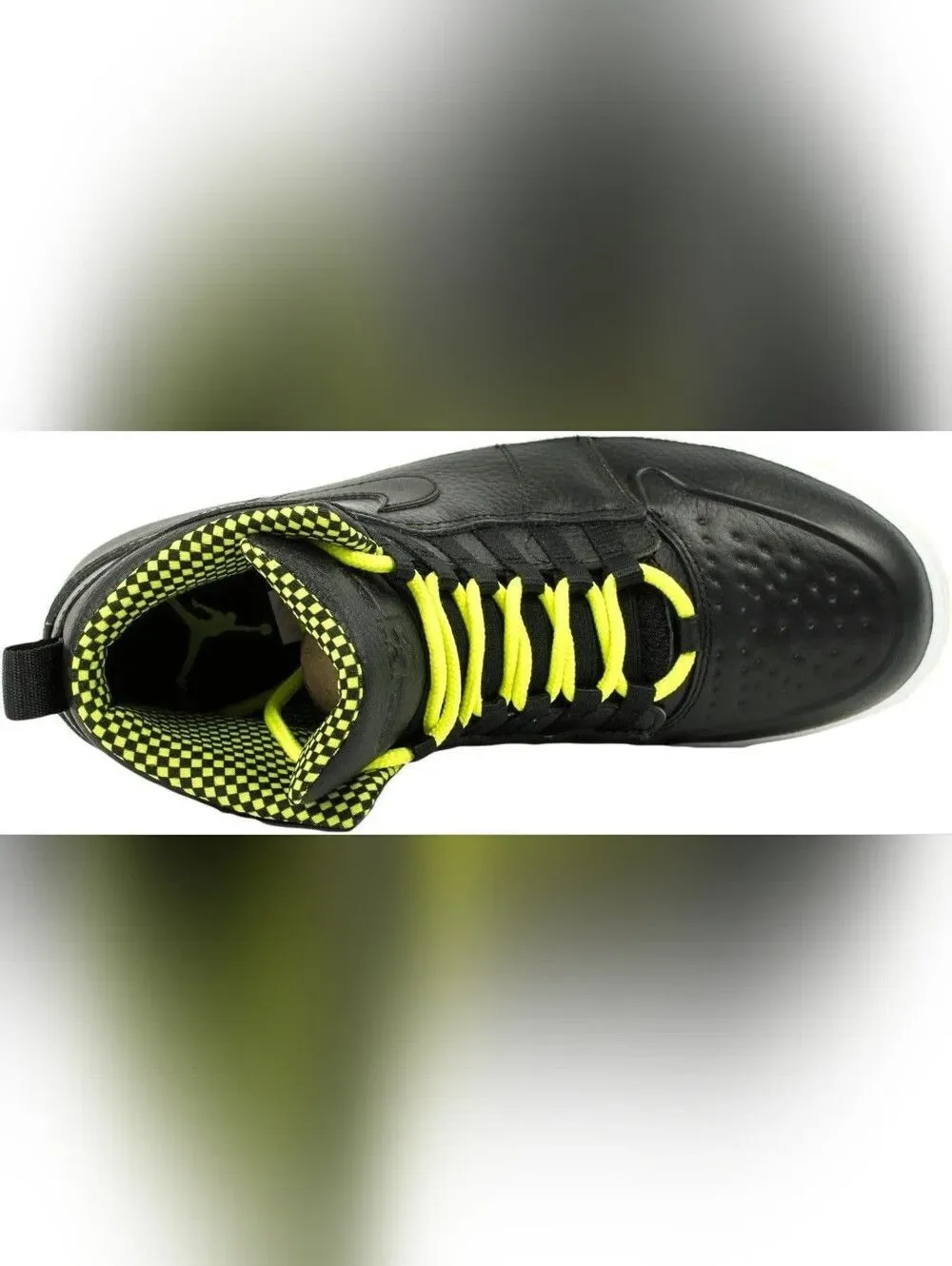 Nike Jordan Size 10.5 Men’s Black with Neon Yellow Accent High-Top Sneakers